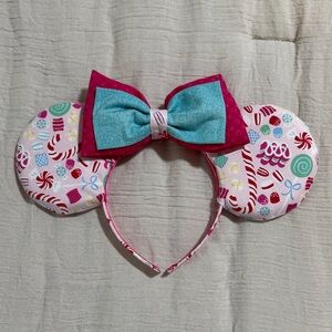 Pink and Teal Candy-Themed Mouse Ears
